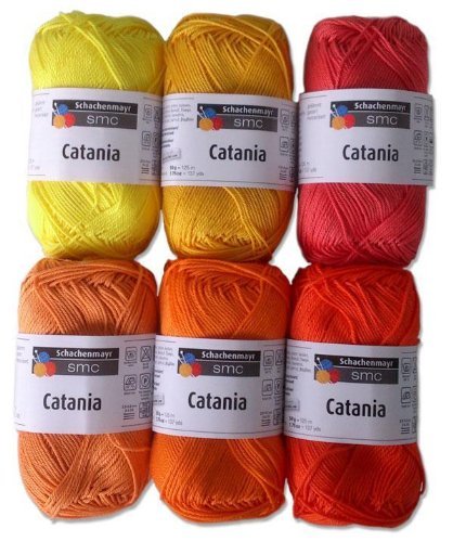 Schachenmayr Catania Wolle Set 3, 6x50g, Orange Mix