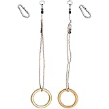 h2i Children's gymnastics rings, rope rings made of wood, including carabiner for hanging (rings)