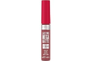 Rimmel London Rossetto Liquido Lasting Mega Matte, Lunga Durata per Labbra Morbide con Finish Matte, Formula Vegana con Squalane e Olio di Cocco - 210 Rose & Shine, 7.4ml