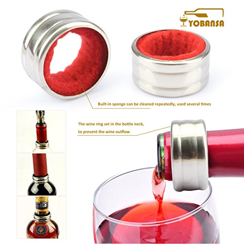yobansa 3 in 1 Kellner-Korkenzieher, 5 Stück Wein Zubehör Set, Flaschenöffner, Wein Stopper, Wein Ausgießer, Wein Ring und Thermometer-Set in Holzbox Reddish Box M5pcs - 7