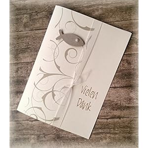 Danksagung Danksagungskarte Danke Kommunion Konfirmation Firmung Taufe Fisch taupe stein hellbraun