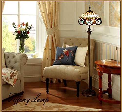SINCERE@ 16-Zoll-Tiffany Europäischen Retro Stehleuchte Schlafzimmer Nachthochzeits-Geschenk-Dekoration Schlafzimmer Arbeitszimmer Stehlampe Minimalistische Mode