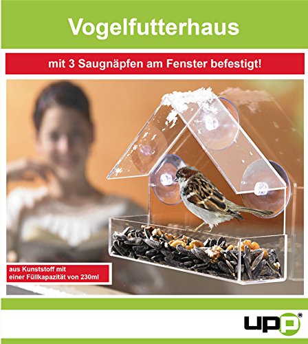 UPP Products Fenster Vogelhaus / Vogel Futterhaus / Futterstation tranparent - 2
