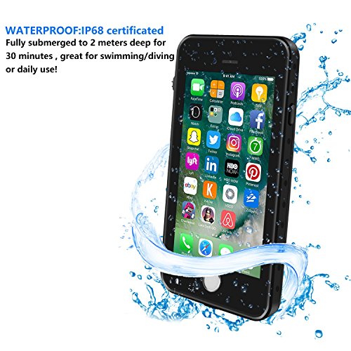 100% Waterproof iPhone 7 Case, Eonfine iPhone 7 Full-sealed Rubber
Rugged Cover with Touch ID, Underwater IP68 Certificated Snow Dust
Dirty Proof Case with Clear Sound for iPhone 7 4.7 Black