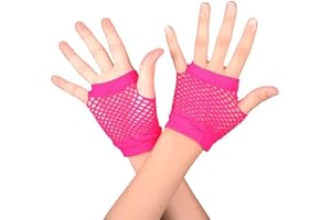 HD Novelty Fingerless Fishnet Gloves for Women & Girls | Stretchy Black Mesh 80s Retro Vintage Gloves | Dance, Disco, Diva Costume Party Accessories