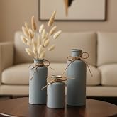 PUREZENTO Vintage Roman Bottle Vase 3Pcs Ceramic Vases, Rustic Beautiful Decorative Flower Vases Set for Modern Farmhouse Dec
