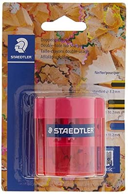 Staedtler 513 - Blister 1 Taille-Crayon Plastique 2 Usages Avec Réservoir Transparent Couleurs Assorties