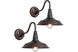 Moddeny 2 Pezzi IP54 impermeabile applique da parete per esterni 10 "applique da parete per esterni in bronzo retrò E27 lampada da parete in ferro antico casale lanterna esterna per portico garage