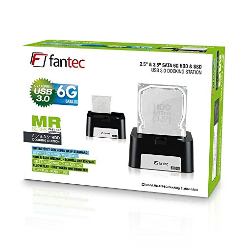 FANTEC MR-U3-6G Dockingstation (für 6,35 cm (2,5 Zoll) und 8,89 cm (3,5 Zoll) SATA I/II/III Festplatten und SSDs, USB 3.0 SUPERSPEED Anschluss, 6G Support, UASP) schwarz - 4