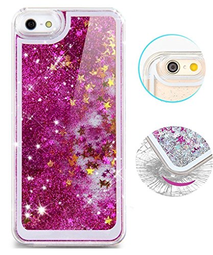 Samidy Iphone 6 Case, Iphone 6s Case, Luxury Bling Glitter Sparkle Hybrid Bumper Case with Liquid Infused with Glitter and Stars for Iphone 6/iphone 6s with a Screen Protector (Pink)