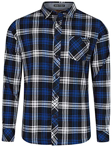 Tokyo Laundry - Camisa de Manga Larga a Cuadros para Hombre Azul True Blue Small