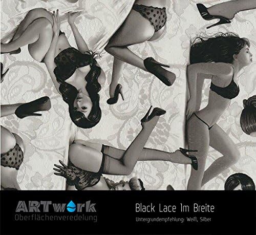 Artwork water transfer print film, black lace, 1m width