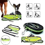 ✨ 3 IN 1 - Bauchtasche, Hundeleine Einzeln oder in Kombination verwendet werden.Der Bauchumfang der Leine ist stufenlos einstellbar von ca. 84cm - 108cm.