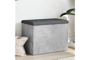 Willood Bench with Storage Space, Padded Stool Shoe Bench, Chest Bench, Upholstered Bench, Storage Box for Living Room, Hallway, Concrete Grey, 62 x 42 x 45 cm, Wood Material