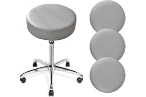 DONGKER Hocker Bezug Rund, 4 Stück PU-Leder Hockerbezug, Durchmesser 30-36cm, Dehnbar Knitterfrei Hocker Rundbezug für den bezug für Barhocker Rund