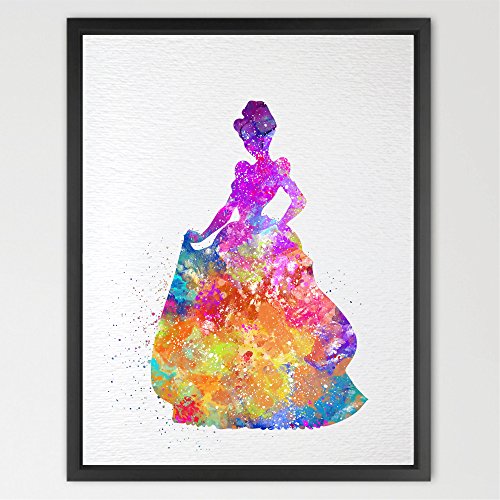 Dignovel Studios A4 Cinderella Disney Princess watercolour Print Wedding Gift Fine Art Print Children's Wall Art Wall Decor Art Home Decor Wall Hanging N232-Unframed
