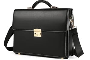 ECENTAUR Leder Zoll Aktentasche Laptoptasche Herren Damen Umhängetasche Vintage Businesstasche Arbeitstasche Schwarz Lehrertasche Business Laptop Tasche