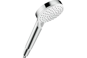 hansgrohe Crometta - Pommeau de douche 2 types de jet, Douchette à main ronde (diamètre 100 mm), Blanc/chromé, 26330400
