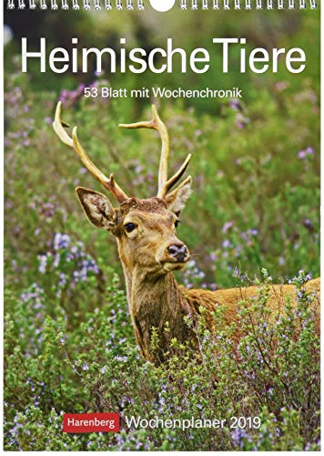 Heimische Tiere - Kalender 2019: Wochenplaner, 53 Blatt mit Wochenchronik