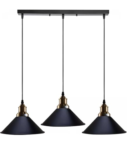 LEDSone 3-Head Industrial Cone Pendant Light - Adjustable 1m Length - View #3