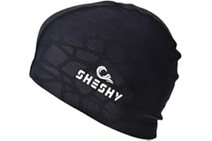 SHESHY Swimming Cap, Bathing Cap, Flexible Cap Swimming Hat, Nylon Spandex Fabric Cotton PU Fiber Swim Cap for Men Women Kids