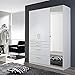 Produktbild Kleiderschrank 3 Türen B 136 cm Hochglanz weiß Schrank Drehtürenschrank Wäscheschrank Kinderzimmer Jugendzimmer Schlafzimmer