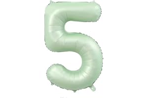 Elizakumi Grün Nummer 5 Luftballon Zahl 5th Ballon Zahl Für Männer Mädchen, Geburtstag Helium Folienballon Zahlenballon 5 Grün / 40 Zoll