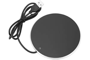 WAKECTS Calentador de vasos USB con interruptor táctil inteligente y posavasos inteligente de calentamiento de temperatura constante para bebidas calientes café Ø10,3 cm (plata)