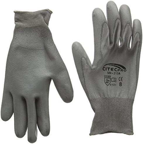 Caulfield C24087 Dyed Nylon And Pu Coated Gloves, Ss-300A, Medium, Grey