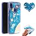 Produktbild Glitzer Handyhülle für Xiaomi Redmi Note 7/ Note7 PRO, Bing Glänzend Funkeln Flüssig Blau Herz Pailletten Hülle mit Astronaut Rakete Planet Muster Ultra Dünn Silikon Tpu Graffiti Schutzhülle Etui