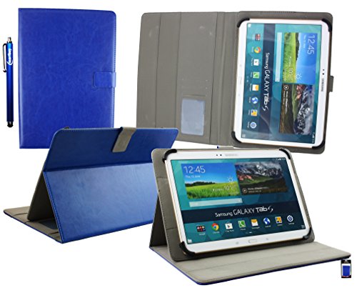 Emartbuy® Denver TIQ-11003 10.6 Zoll Tablet Universalbereich ( 10 - 11 Zoll ) Blau Multi Angle Exekutiv Folio Mappen Kasten Abdeckung mit Kartensteckplätze + Eingabestift