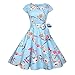 Produktbild TEBAISE Damen Vintage 1950er Cap Sleeves Retro Dot Einfarbig Rockabilly Swing Kleider Frühling Sommerkleider Karneval Fasching Cocktailkleider Abendkleid Partykleid Knielang