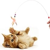 Kedi Oyun Oltası, Renkli Kedi Oyuncağı, Elastik T&uuml;yl&uuml; Pel&uuml;ş Kedi Oyuncak, Kedi Oltası t&uuml;yl&uuml;, Olta Eğitim Oltası(1 Adet)