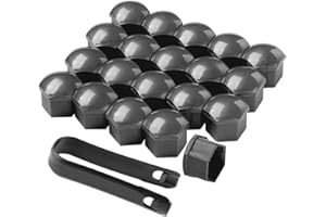 QitinDasen 20 Stück 17 mm Auto Radmutterabdeckungen, Universal Reifen Mutter Kappen, Sechseckige Auto Nabenschraubenabdeckung mit Entfernung Werkzeug (Grau)