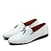 Produktbild Männer Frauen Damen Party Hochzeit Formale Kleid Schuhe Metall Tiger Head/Sparkly Pailletten/Krokodil Muster/Rivet Sicke Design Abend Club Showtime Shimmer Loafers Lederschuhe(CN 40,H-Weiß)