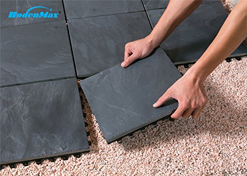 BodenMax® LLSLA001-BLK-5 Pizarra Clásica 30x30cm Click Baldosa Set 30