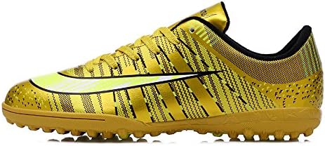 Boy's Turf Trainers football boots indoor soccer shoes (4 UK, Gold)