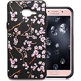 A5 (2016) Handycover, Galaxy A5 A510 Handyhülle, Aeeque Tolle Schöne 3D Luxus Glitzer Relief Blume Design Schwarz Ultra Dünn Kratzfeste Weich Soft Flexibel Bumper Silikon Back Case Cover Rückschale mit Black Strap für Samsung Galaxy A5 SM-A510 2016 5.2 Zoll Schutzhülle