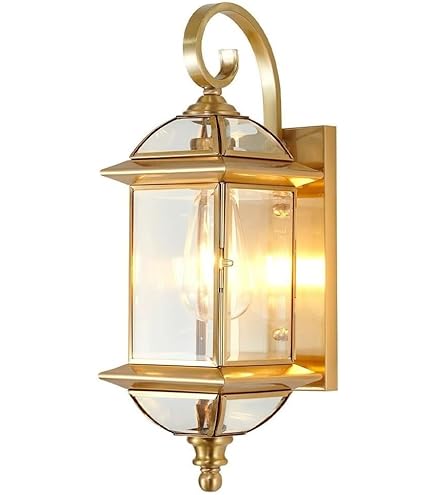 Retro Wall Sconce Square Outdoor LED Wall Light Waterproof Aluminum Glass Lantern Wall Lamp Exterior Wall Lanterns Simple Antique Villa Door Hall