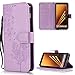 Produktbild Handyhülle für Samsung Galaxy A8 2018 Tasche PU Leder Flip Case Brieftasche,Samsung Galaxy A8 2018 Hülle,FNBK Geprägter Löwenzahn Blumen Holster Leder Flip Wallet Cover in Book Style Stand Case Card Slot Leder Tasche Case Karteneinschub TPU Innen Magnetverschluß Kratzfestes und Schmutzunempfindliches in Lila TPU Wallet Schutzhülle für Samsung Galaxy A8 2018