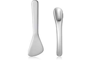 JJUNW 2 sztuki szpatułek kosmetycznych, ze stali nierdzewnej, mała szpatułka kosmetyczna, wielokrotnego użytku, mini metalowa szpatułka do makijażu do kremu do twarzy, kremu, maski na twarz, balsamów,