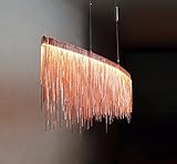 1, Länge 110 cm, Höhe 35 cm, Draht zum Aufhängen Länge 110 cm, Boden Länge 46 cm, Breite 6 cm, 2, eckig erhältlich Gestell aus Metall Rose Gold Kette Tassel Kunst, Mode, Designer Love, Schlafzimmer, Arbeitszimmer, Terrasse, Cafe, Bar passen kann; 3,35 Watt Epistar LED-Chip, energiesparend und langlebig
