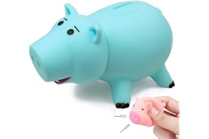 QUEENTAS Piggy Banks for Kids & Adults Hamm Toy Story Bank Money Box Plastic Savings Bank Coin Box Gift for Children's days Birthday age 3 Kid Boy Girl Daughter Son Teen(Color: Blue)