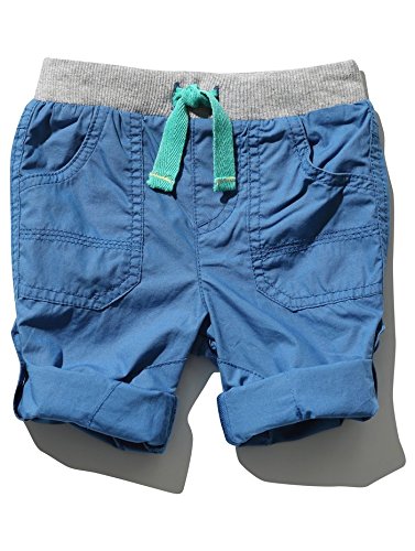 M&Co Baby Boy Blue Tie Front Adjustable Length Pull On Summer Poplin Cotton Trousers Blue 2/3 Yr