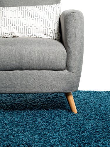 benuta Shaggy Hochflor Teppich Swirls Blau 60×60 cm | Langflor Teppich für Schlafzimmer und Wohnzimmer - 3
