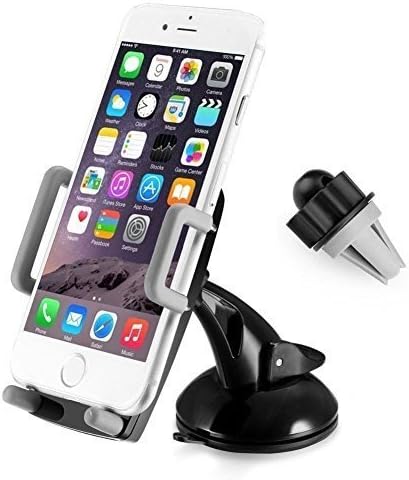 Car Phone Holder, 3-in-1 Magnetic Car Phone Mount with Suction Cup to Windshield /Dashboard/Clip Air vent, 360 Degree Rotation Adjustable Magnet Car Cradle for iphone, ipad, Android, Tablet, GPS Navigation Devices (Including 2 pcs Metal Plate) By MyCamBay