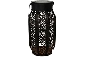 LUMI JARDIN Lanterne solaire métal effet ombre jeu de lumière LED blanc chaud MISTIC H41cm