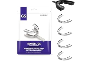 KOHEEL Férula Dental con bandeja moldeadora, Férula Dental para el rechinamiento de dientes, detiene el bruxismo Férula Dental, moldeable y fácil de usar, 5 unidades (Tamaños grandes Negro)