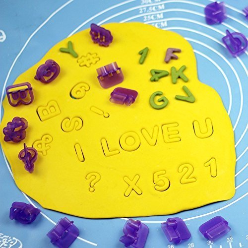Fondant Ausstecher Buchstaben, eLander Alphabet Ausstecher/ Ausstechformen für Fondant [40 Teile] – mit Zahlen, Satzzeichen und Buchstaben – Backzubehör Kuchendekoration, Modellierwerkzeug, Ausstechformen - 6