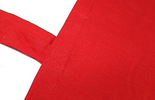 Baumwolltasche Jutebeutel unbedruckt mit zwei langen Henkeln rot 38x42cm 10 Stück - 3